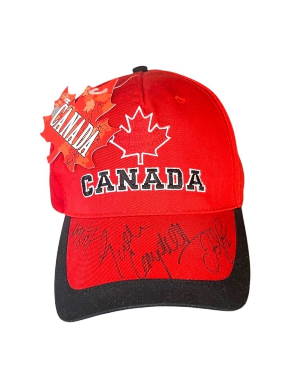 Autographed Wayne Gretzky Jerome Iginla Gordon Campbell Canada Maple Leaf Hat